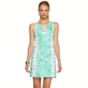 Lilly Pulitzer Ember Shift Dress Bungle in the Jungle Green White Lace Size 0